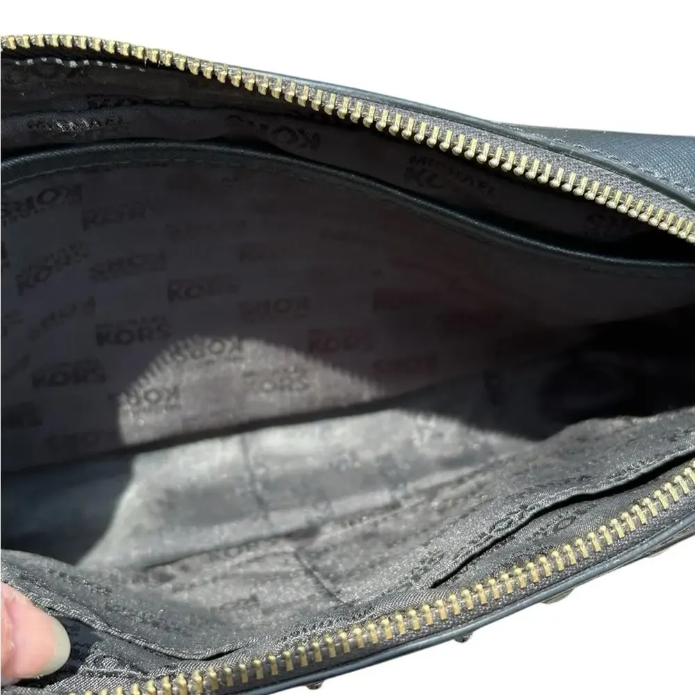 Michael Kors Sandrine East West Black Studded Crossbody Bag